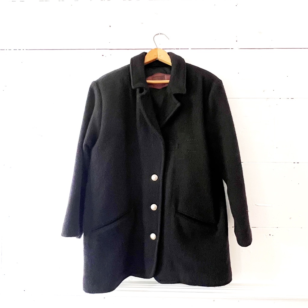 Vintage Woolrich Black Wool Coat Size M